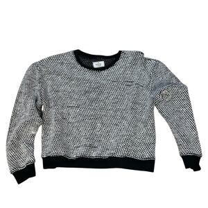 Marine Layer Cropped Black & White Textured Crew Neck Sweater Women’s Medium